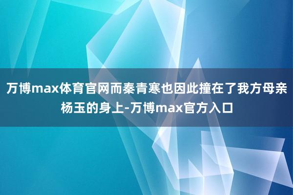 万博max体育官网而秦青寒也因此撞在了我方母亲杨玉的身上-万博max官方入口