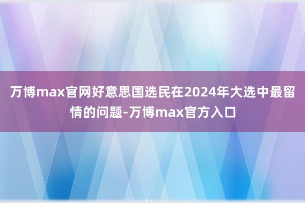万博max官网好意思国选民在2024年大选中最留情的问题-万博max官方入口