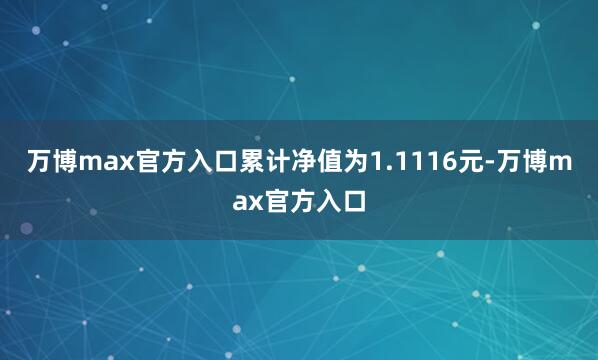 万博max官方入口累计净值为1.1116元-万博max官方入口