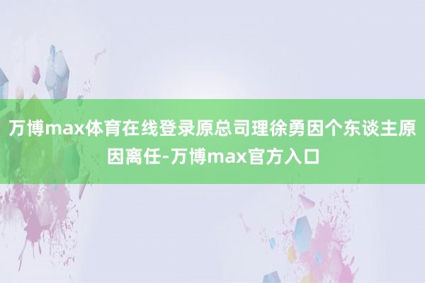 万博max体育在线登录原总司理徐勇因个东谈主原因离任-万博max官方入口
