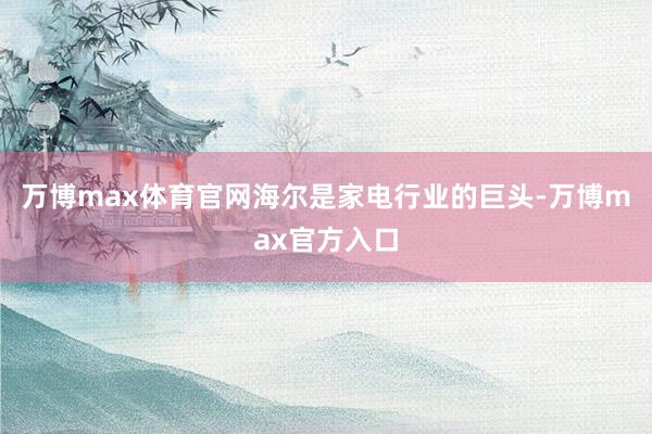 万博max体育官网海尔是家电行业的巨头-万博max官方入口